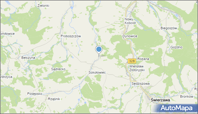 mapa Sokołowiec Dolny, Sokołowiec Dolny na mapie Targeo